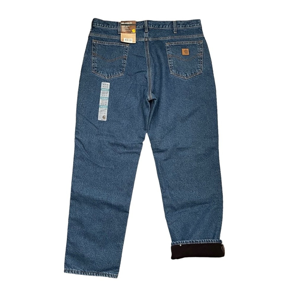 NEW Carhartt Fleece Lined Jeans Men 40x32 Blue Relaxed Fit Straight Leg Workwear